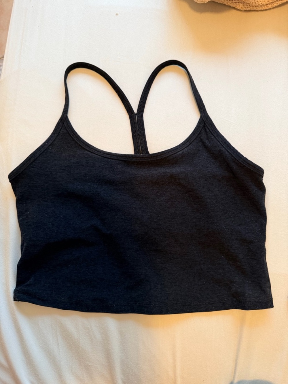 Beyond Yoga Spacedye Slim Racerback Cropped Tank black / grey color size large